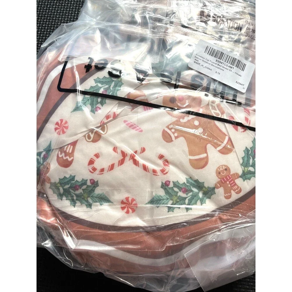 Sosation Cat Tunnel Bed Under Christmas Tree Gingerbread Man 36 inches